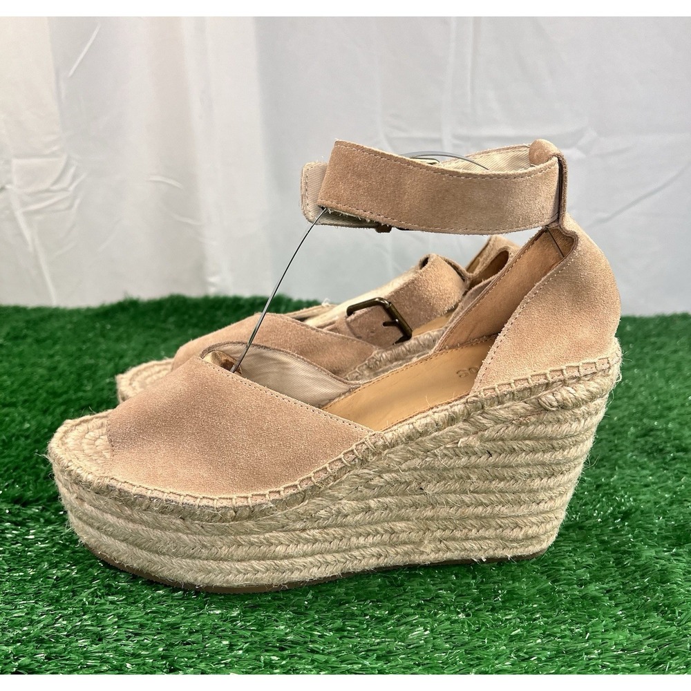 Soludos Positano Platform Wedge Espadrilles in Desert Tan Suede 8.5 Shoes